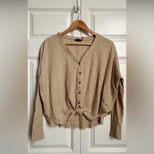 Out From Under / Tan Waffle Knit Long Sleeve / XS